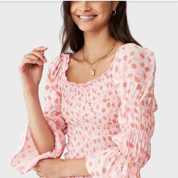 COTTON ON 70s floral shirred bodycon mini dress elastic 100% plastic! - Picture 7 of 10